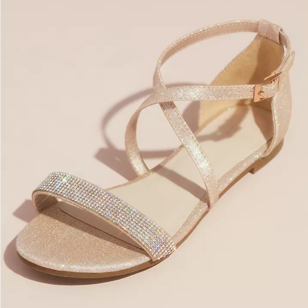 Elegant Glitter Strappy Sandals - Gold